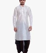 White Silk Ethnic Indian Traditional Mens Festive Wear Dhoti Kurta