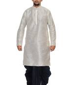 White Silk Ethnic Indian Traditional Mens Festive Wear Dhoti Kurta