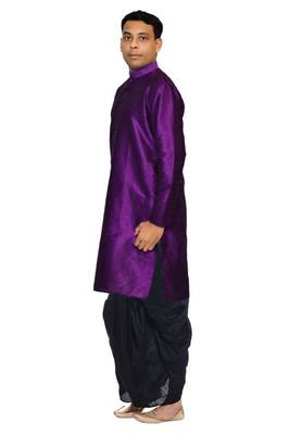 Purppl Silk Ethnic Indian Traditional Mens Festive Wear Dhoti Kurta 2