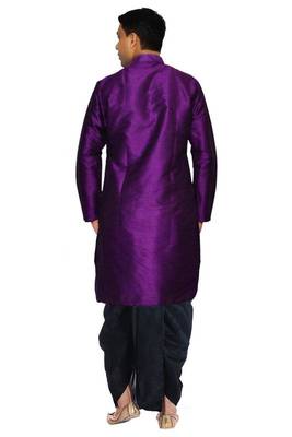 Purppl Silk Ethnic Indian Traditional Mens Festive Wear Dhoti Kurta 3