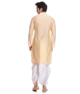 Gold Silk Ethnic Indian Traditional Mens Festive Wear Dhoti Kurta 2