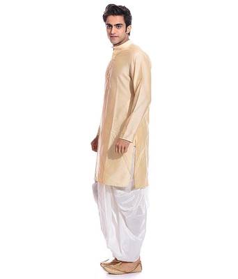 Gold Silk Ethnic Indian Traditional Mens Festive Wear Dhoti Kurta 3