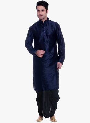 Blue Silk Ethnic Indian Traditional Mens Festive Wear Dhoti Kurta 1