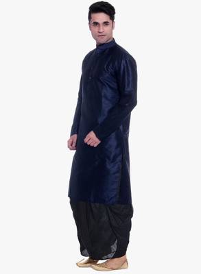 Blue Silk Ethnic Indian Traditional Mens Festive Wear Dhoti Kurta 2