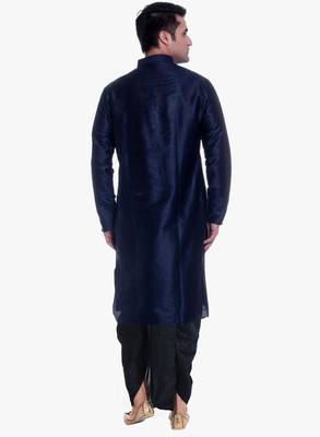 Blue Silk Ethnic Indian Traditional Mens Festive Wear Dhoti Kurta 3