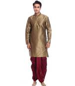 Copper Silk Ethnic Indian Traditional Mens Festive Wear Dhoti Kurta