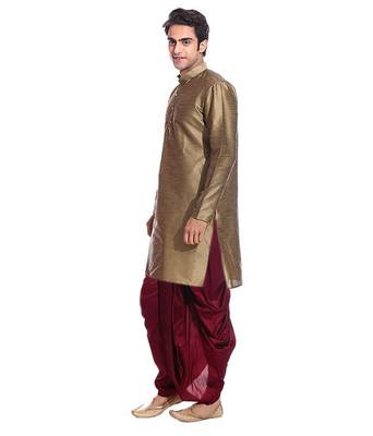 Copper Silk Ethnic Indian Traditional Mens Festive Wear Dhoti Kurta 2