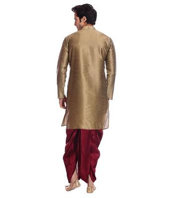 Copper Silk Ethnic Indian Traditional Mens Festive Wear Dhoti Kurta 3