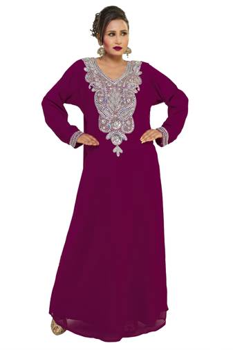 Purple Embroidered Zari Work Islamic Kaftan