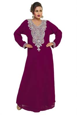 Purple Embroidered Zari Work Islamic Kaftan 1
