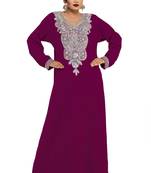 Purple Embroidered Zari Work Islamic Kaftan