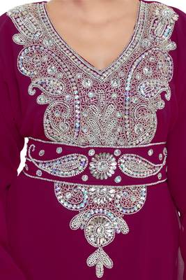 Purple Embroidered Zari Work Islamic Kaftan 2