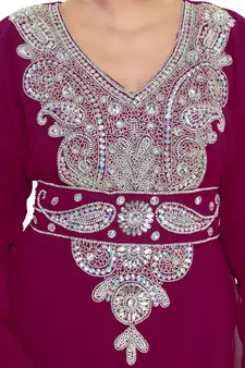 Purple Embroidered Zari Work Islamic Kaftan