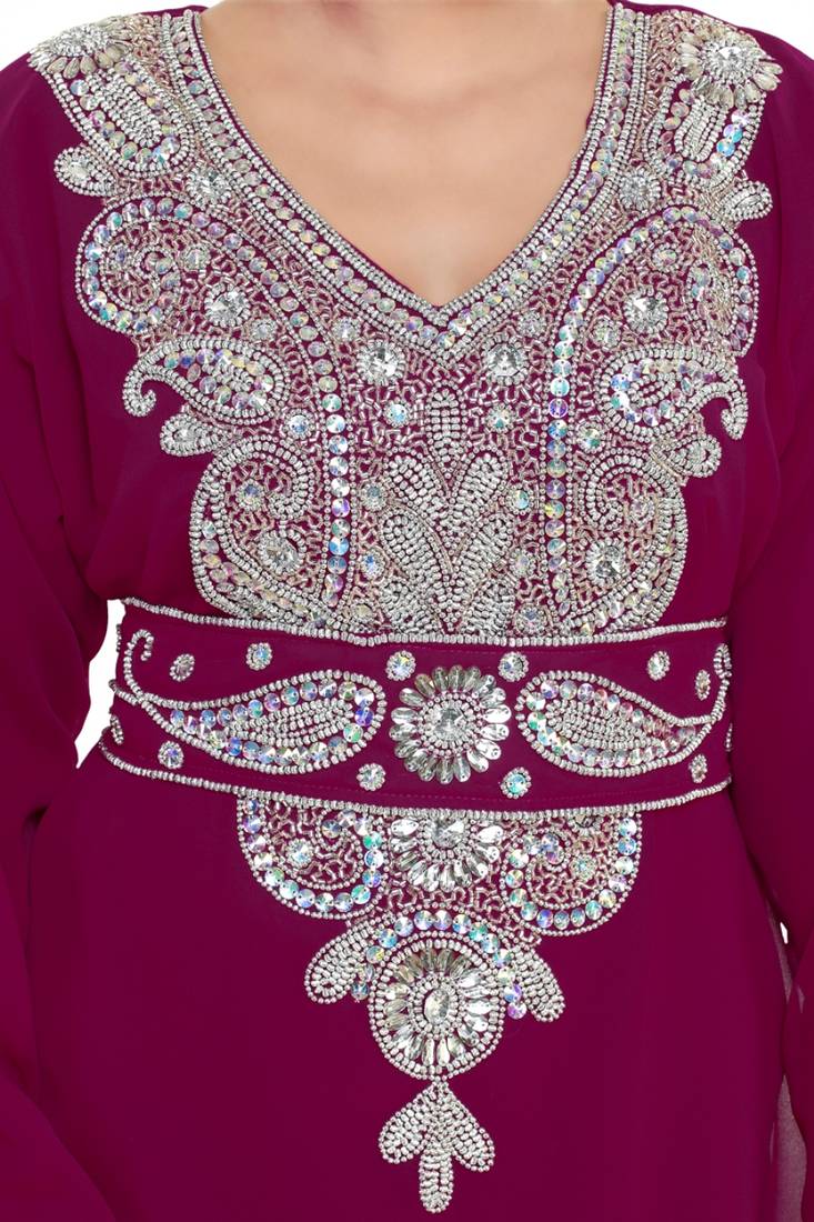 Purple Embroidered Zari Work Islamic Kaftan