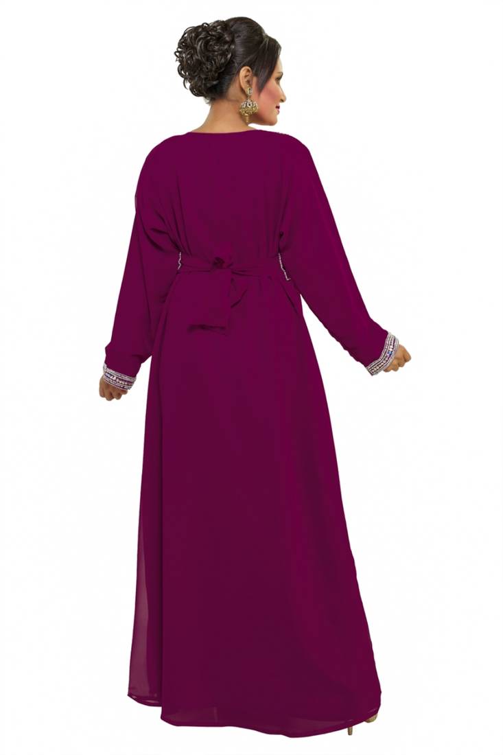 Purple Embroidered Zari Work Islamic Kaftan