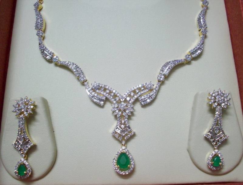 Emerald Green AD-CZ Necklace 013