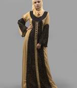 Multicolor Lace Work Crepe , Brasso Fabric Islamic Maxi Arabian Style Casual Daily Wear Abaya With Hijab