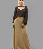 Multicolor Thread Work Creap Fabric Islamic Maxi Arabian Style Casual Daily Wear Abaya With Hijab