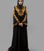 Black Thread Work Velvet , Brasso Fabric Islamic Maxi Arabian Style Casual Daily Wear Abaya With Hijab