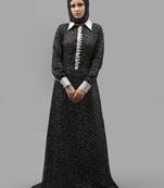 Black  Crepe , Brasso Fabric Islamic Maxi Arabian Style Casual Daily Wear Abaya With Hijab