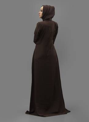 Multicolor Lace Crepe , Brasso Fabric Islamic Maxi Arabian Style Casual Daily Wear Abaya With Hijab 3