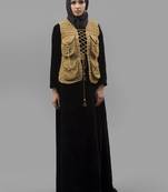 Multicolor Lace Crepe, Velvet Fabric Islamic Maxi Arabian Style Casual Daily Wear Abaya With Hijab