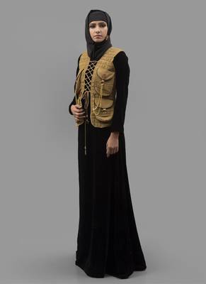 Multicolor Lace Crepe, Velvet Fabric Islamic Maxi Arabian Style Casual Daily Wear Abaya With Hijab 2