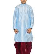 Blue Silk Ethnic Indian Traditional Mens Festive Wear Dhoti Kurta