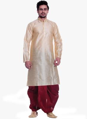 Gold Silk Ethnic Indian Traditional Mens Festive Wear Dhoti Kurta 1