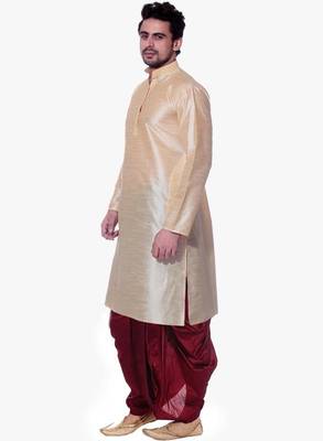 Gold Silk Ethnic Indian Traditional Mens Festive Wear Dhoti Kurta 2