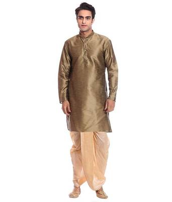 Copper Silk Ethnic Indian Traditional Mens Festive Wear Dhoti Kurta 1