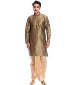Copper Silk Ethnic Indian Traditional Mens Festive Wear Dhoti Kurta
