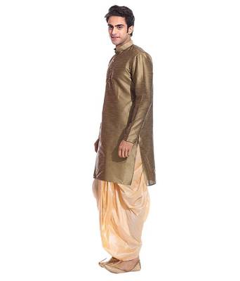 Copper Silk Ethnic Indian Traditional Mens Festive Wear Dhoti Kurta 2
