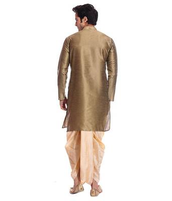 Copper Silk Ethnic Indian Traditional Mens Festive Wear Dhoti Kurta 3