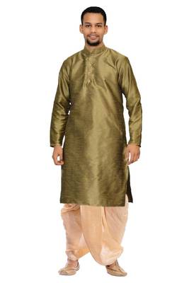 Copper Silk Ethnic Indian Traditional Mens Festive Wear Dhoti Kurta 1