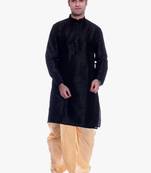 Black Silk Ethnic Indian Traditional Mens Festive Wear Dhoti Kurta