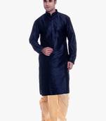 Blue Silk Ethnic Indian Traditional Mens Festive Wear Dhoti Kurta