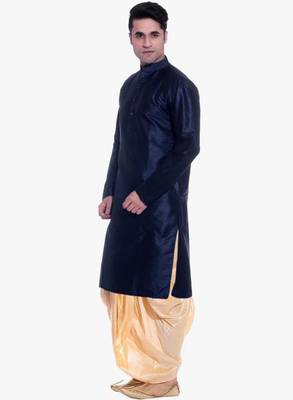 Blue Silk Ethnic Indian Traditional Mens Festive Wear Dhoti Kurta 2