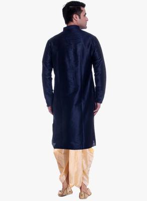 Blue Silk Ethnic Indian Traditional Mens Festive Wear Dhoti Kurta 3