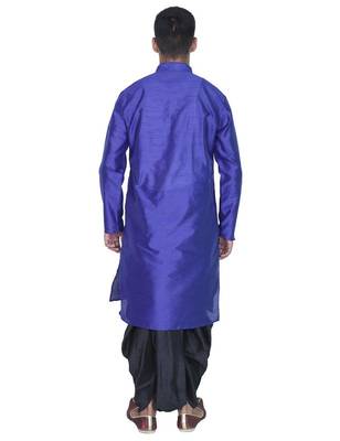 Blue Silk Ethnic Indian Traditional Mens Festive Wear Dhoti Kurta 3