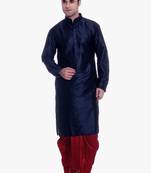 Blue Silk Ethnic Indian Traditional Mens Festive Wear Dhoti Kurta