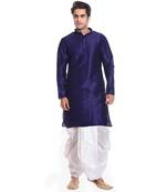 Blue Silk Ethnic Indian Traditional Mens Festive Wear Dhoti Kurta