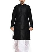 Black Silk Ethnic Indian Traditional Mens Festive Wear Dhoti Kurta