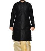 Black Silk Ethnic Indian Traditional Mens Festive Wear Dhoti Kurta