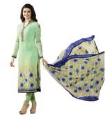 Green embroidered crepe salwar