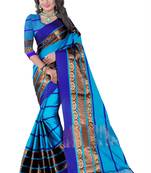 Sky blue woven jacquard saree with blouse