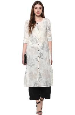 Off white cotton ethnic kurtis 1