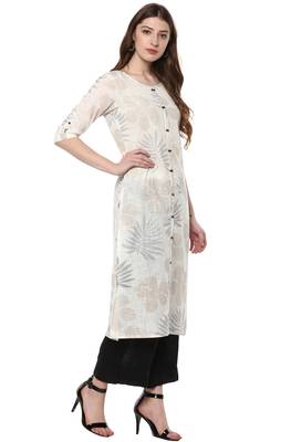 Off white cotton ethnic kurtis 4