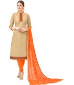 Beige embroidered cotton salwar