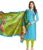 Sky-blue embroidered chanderi salwar